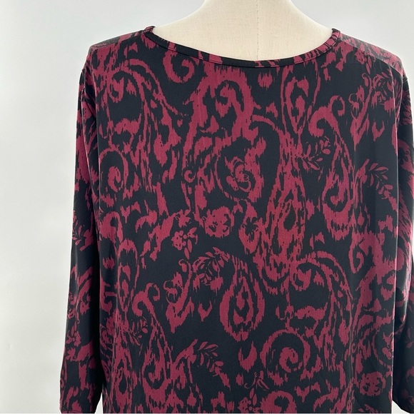 Faded Glory top size 3X 22-24W purple black Paisley asymmetrical hem career - Picture 7 of 12